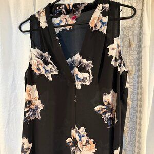 Vince Camuto Black Floral Sleeveless Blouse